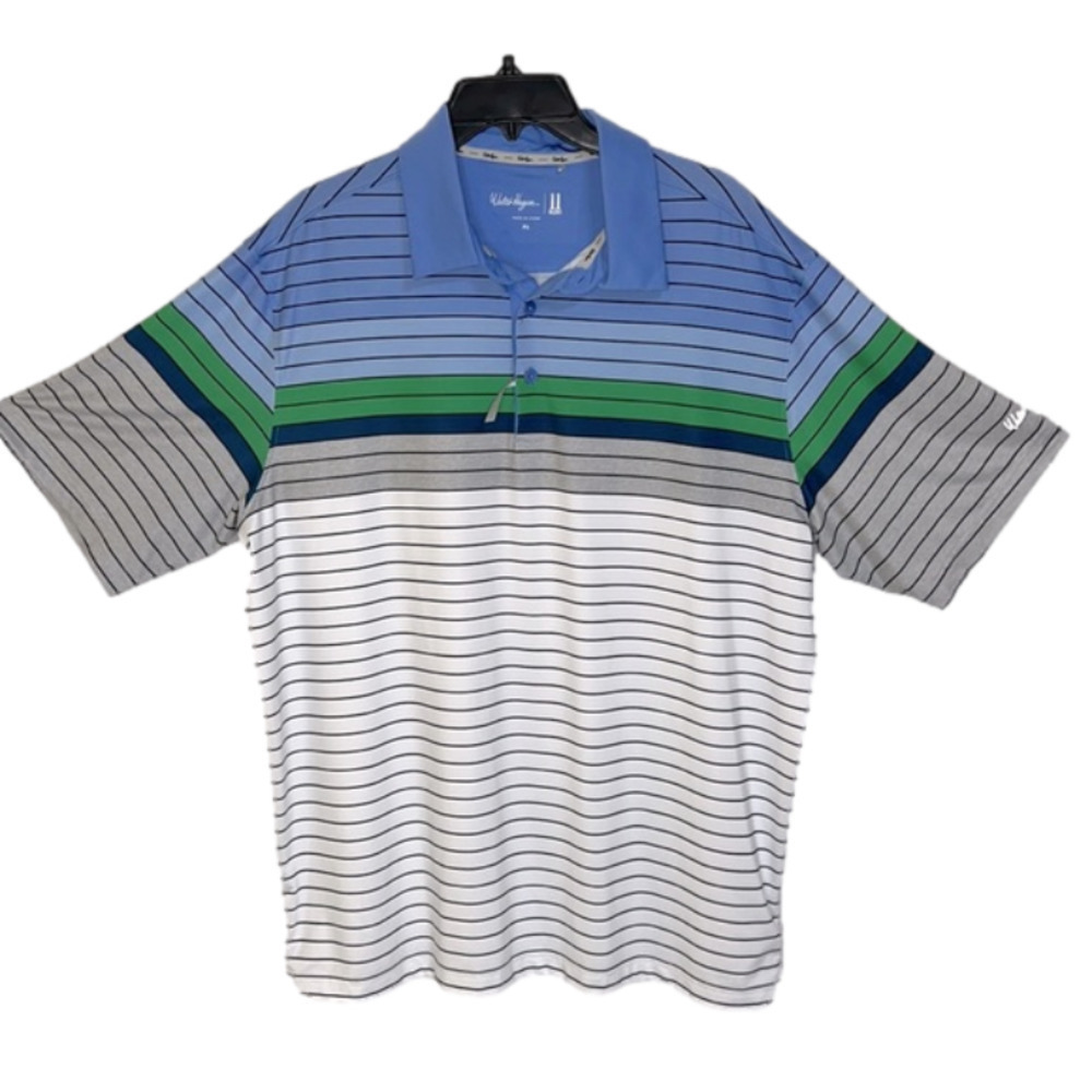 Walter Hagen 11 Majors Short Sleeve Striped Golf Polo Shirt - Size XL, NWOT
